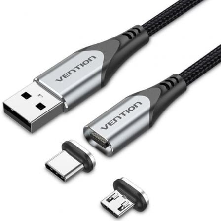 Cable de Carga Magnético USB Tipo-C con Adaptador MicroUSB Vention CQMHD/ MicroUSB Macho